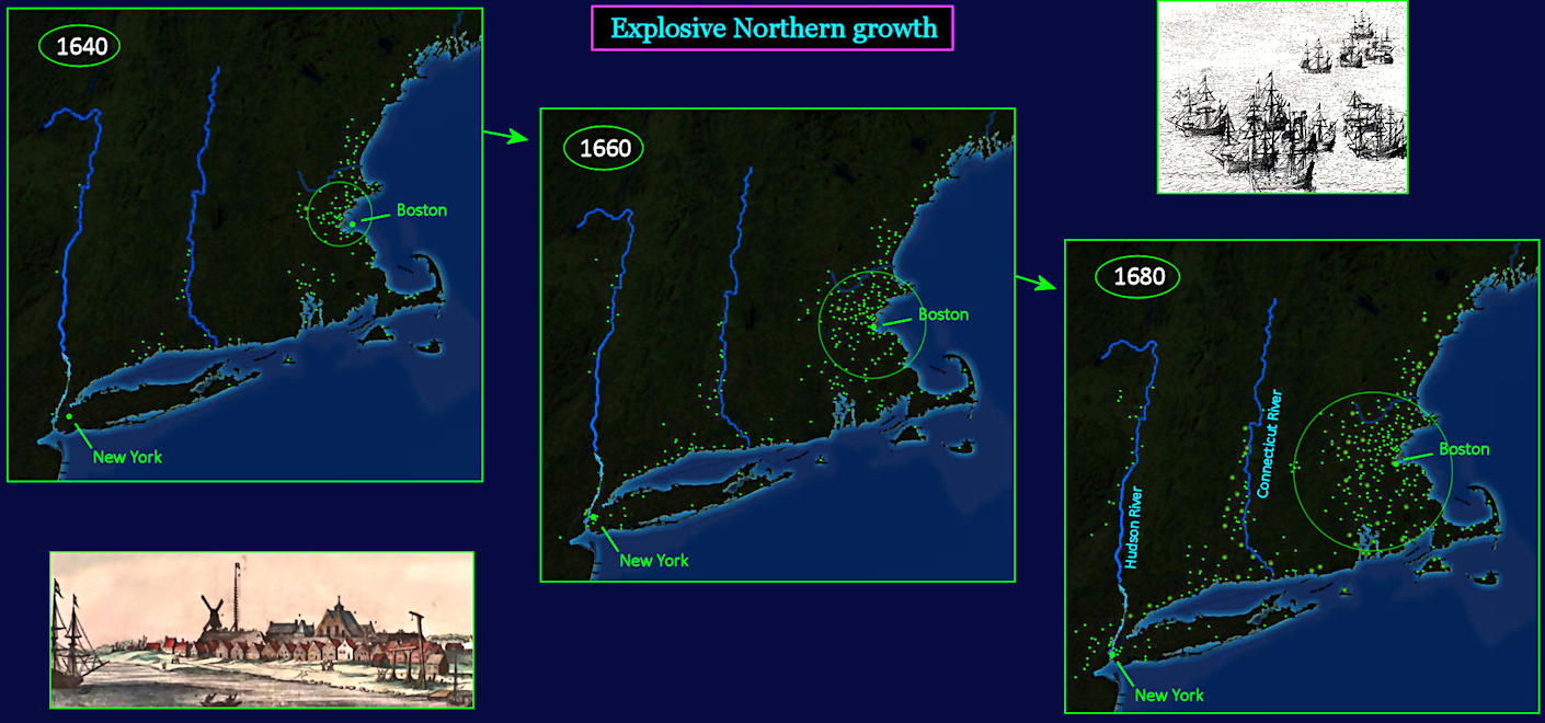 New England, settlements,1640-80